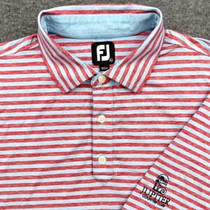 FootJoy Polo Shirt Mens XL‎ Blue Red Stripe Jupiter Country Club Golf Stretch *
